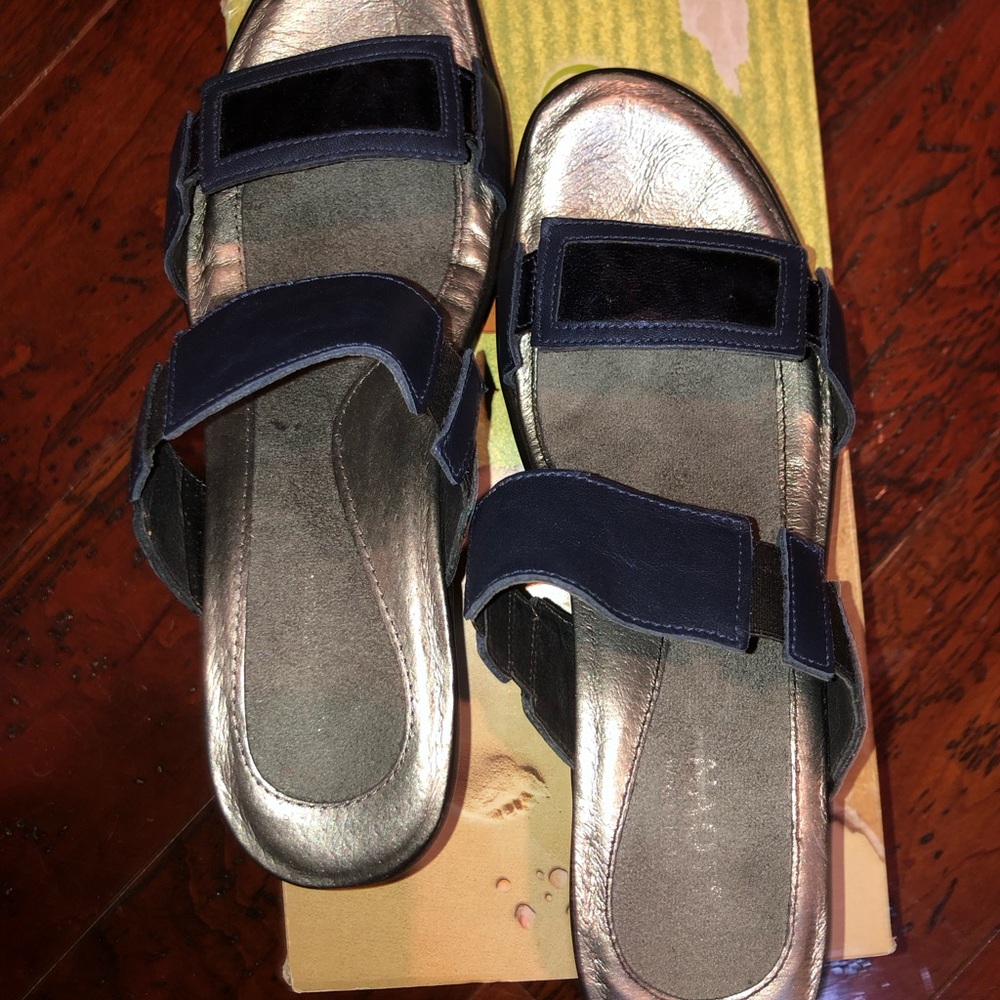 Naot Treasure Polar Sea Navy Pat  Combination Metallic and Navy Women's Sandals